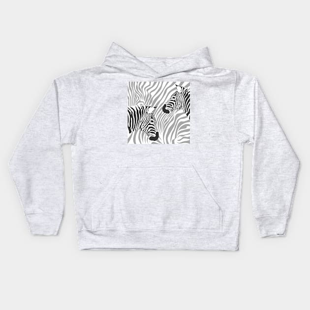 Zebras with zebra pattern background Kids Hoodie by ZUCCACIYECIBO